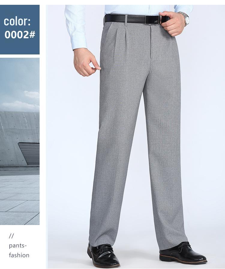 Мужские брюки из шелка с высокой посадкой - Летние тонкие, свободного кроя, прямые