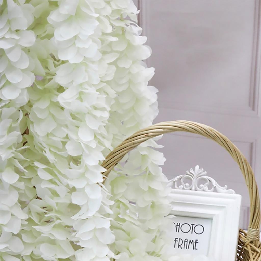 10 To 20PCS Artificial Wisteria Flower Vine Hanging Garden Decor Wedding Archway Privacy Fence Milk White Plant Wisteria Vine