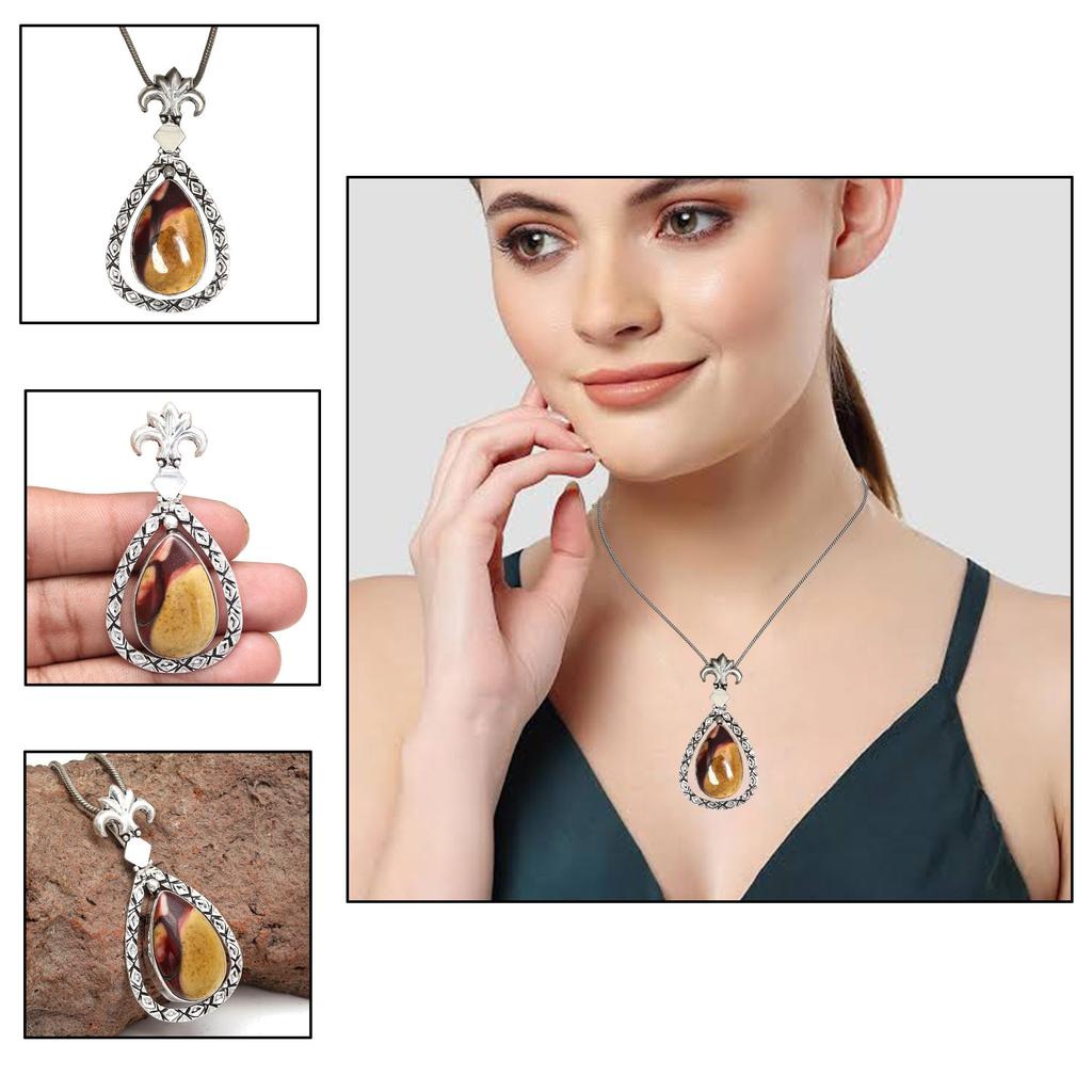 Дикий Лошадь Яшма Перидот Драгоценный камень Унисекс Женский Серебряный Ювелирный Кулон 2