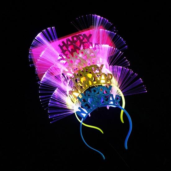 2024 Новогодняя вечеринка, повязка для волос с блестящими блестками, светодиодная эластичная противоскользящая светящаяся лента для декора с бантом, легкая повязка для волос, реквизит для фотосессии, подарок, аксессуары для волос