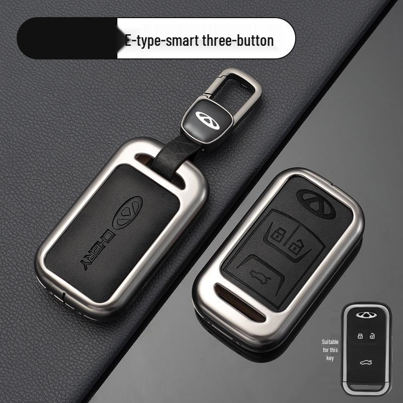Чехол для ключа автомобиля Chery: Подходит для Tiggo, EQ1, QQ Ice Cream, Arrizo E - Маленький, Прочный металлический корпус с подвесной пряжкой