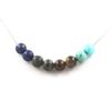 Stones and Minerals. Labradorite + Tiger's Eye + Turquoise + Lapis Lazuli Pearl Necklace Stainless Steel Chain.