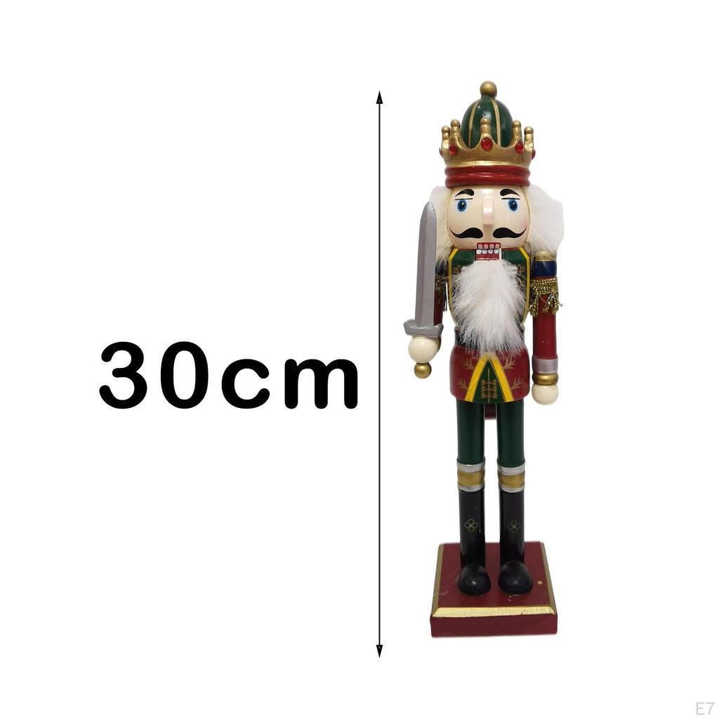 12 Inch Height Wooden Nutcracker Soldier Ornaments Handmade Handpainted Doll Puppet Toy Gift for