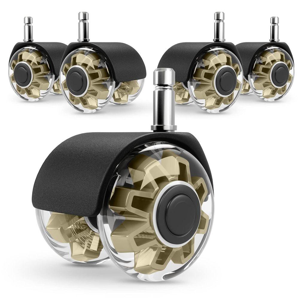 Колесики для офисного стула (Набор из 5),Колеса для стульев повышенной прочности, выдерживают нагрузку 2200 фунтов, бесшумные резиновые ролики для стульев, универсальные, 2 дюйма