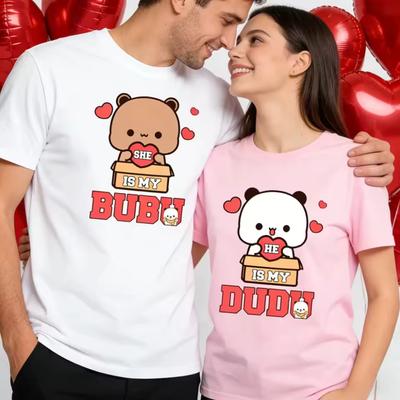Парные свитшоты Bubu Dudu Милый Подарок на Годовщину Одежда Мужчины Женщины Повседневная Хлопковая Футболка Пара Медведь Футболка