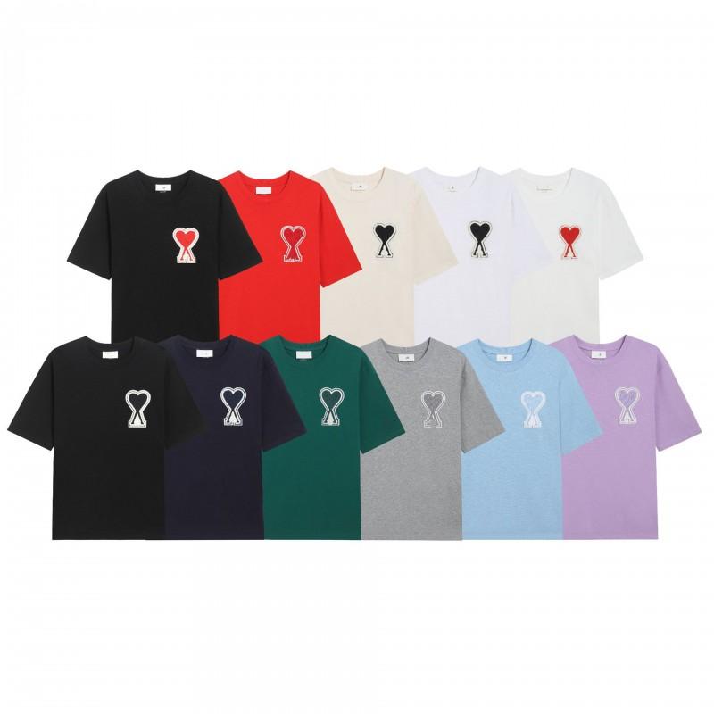 Unisex Cotton Short Sleeve T-Shirt Loose Fit Round Neck Heart Print Casual Tee 2025