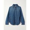 Womens Denim Two-Piece Set Loose Shirt With Raglan Sleeve Asymmetrical Hem Skirt Streetwear Fall 2025