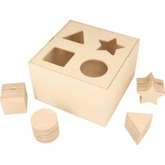 Activity Cube To Decorate - Wood - 10x16x16 Cm - Beige - Mixed - Adult