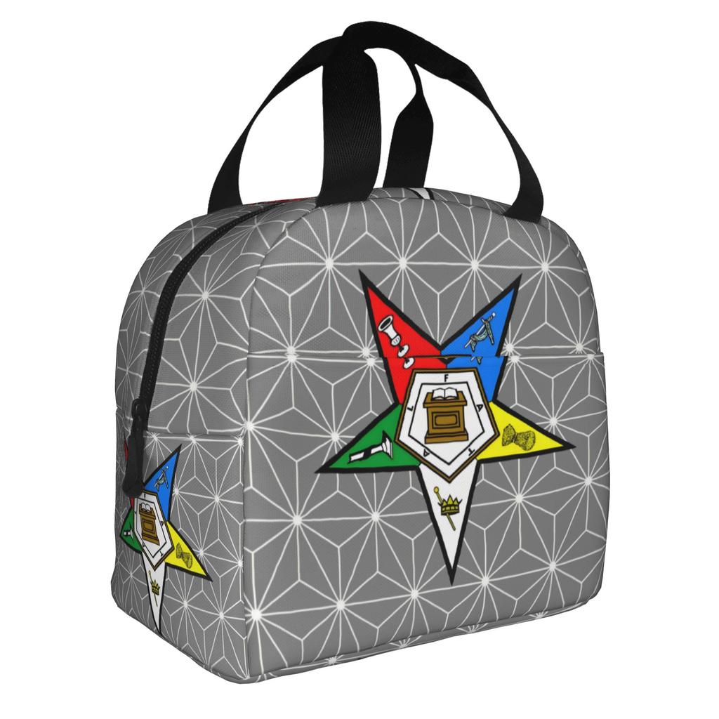 Order Of The Eastern Star Logo Thermal Insulated Lunch Bags Women Portable Lunch Container for School Multifunction Food Box