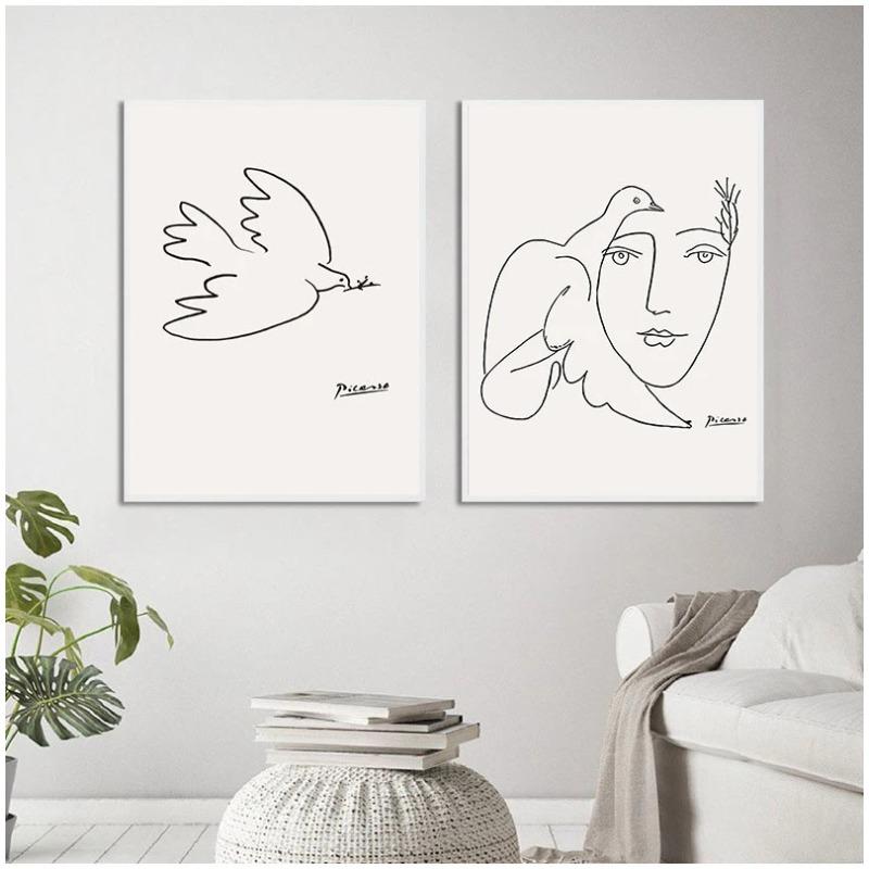 Matisse Picasso Retro Fashion Modern Line Sketch Posters and Prints Wall Art Canvas Pictures for Home Decor Living Room Decor