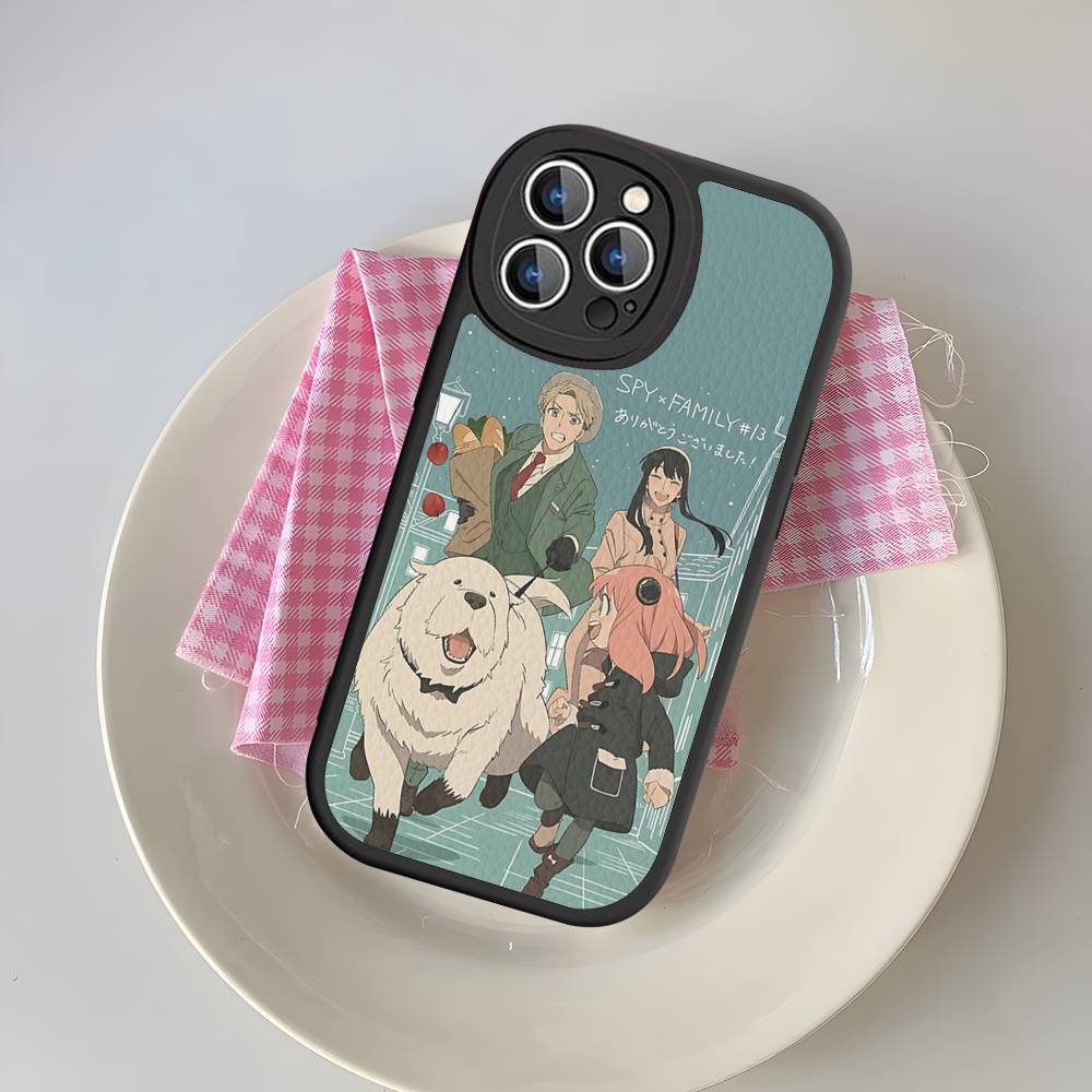 Классический Чехол для Телефона Аниме Семья Шпиона Из Кожи Для IPhone 16 15 14 13 12 11 Pro Max Plus Матовый Чехол