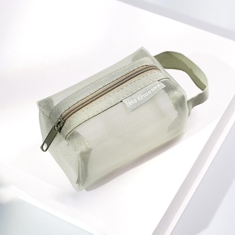 Small Square Mesh Nylon Coin Bags Purse Large Capacity Visible Makeup Toiletry Pouch Keys Earphone Storage Bag Cards Holder Bags