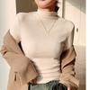 Women's Solid Color Solid Color Semi High Neck Slim Fit Base Shirt With Long Sleeve Tight T-shirt