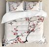 Cherry Blossoms Duvet Cover King/Queen Size,Japanese Sakura Tree Pink Floral Spring Vintage Cultural Bedding Set for Women Girls