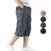 Брюки с несколькими карманами, мужские шорты-карго с эластичной резинкой на талии, длинные шорты 3/4, боевые