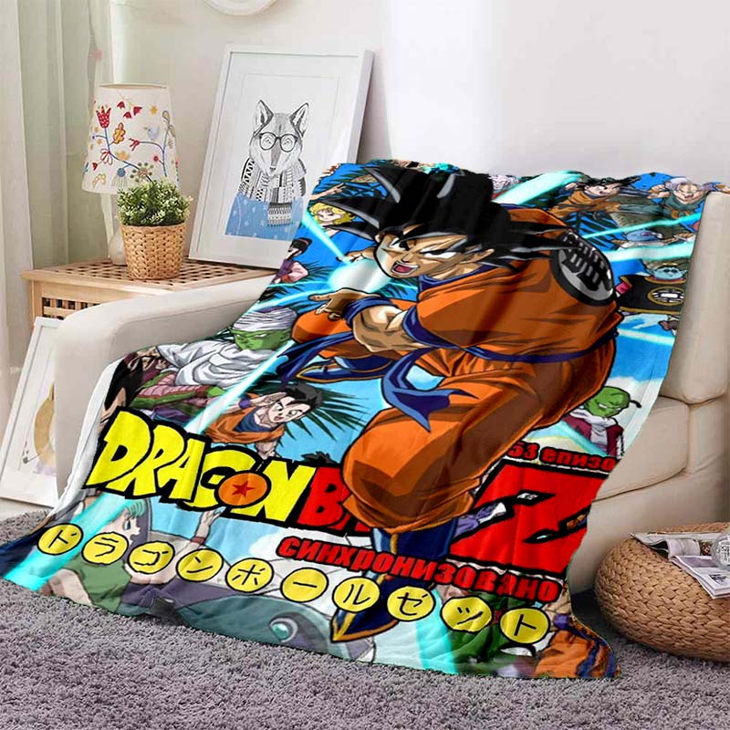 Плед с принтом из аниме Dragon Ball, Теплый и уютный фланелевый плед, Подходит для спален, диванов, кроватей, кресел, пикников и