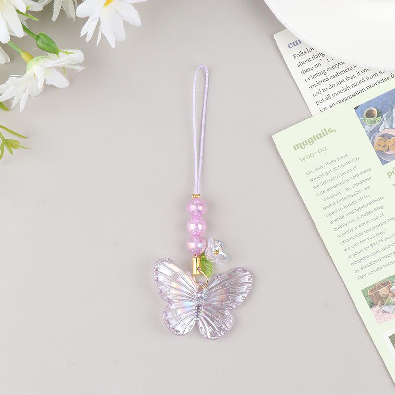 Cute Sweet Butterfly Pendant Phone Lanyard Cellphone Case Strap For Girls  Phone Chains Car Keychain