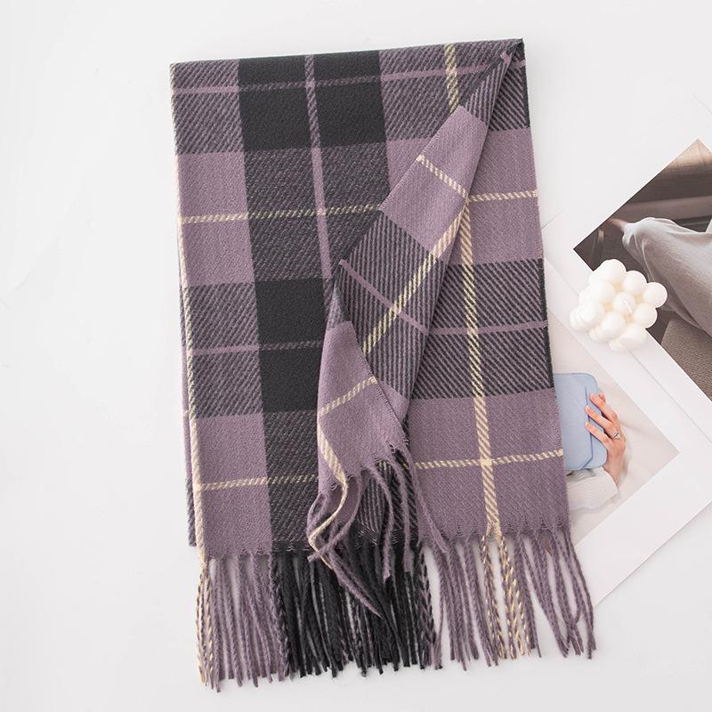 Plaid Scarf Women's Autumn and Winter New Versatile Thickened Shawl High-end Atmosphere Warm Scarf