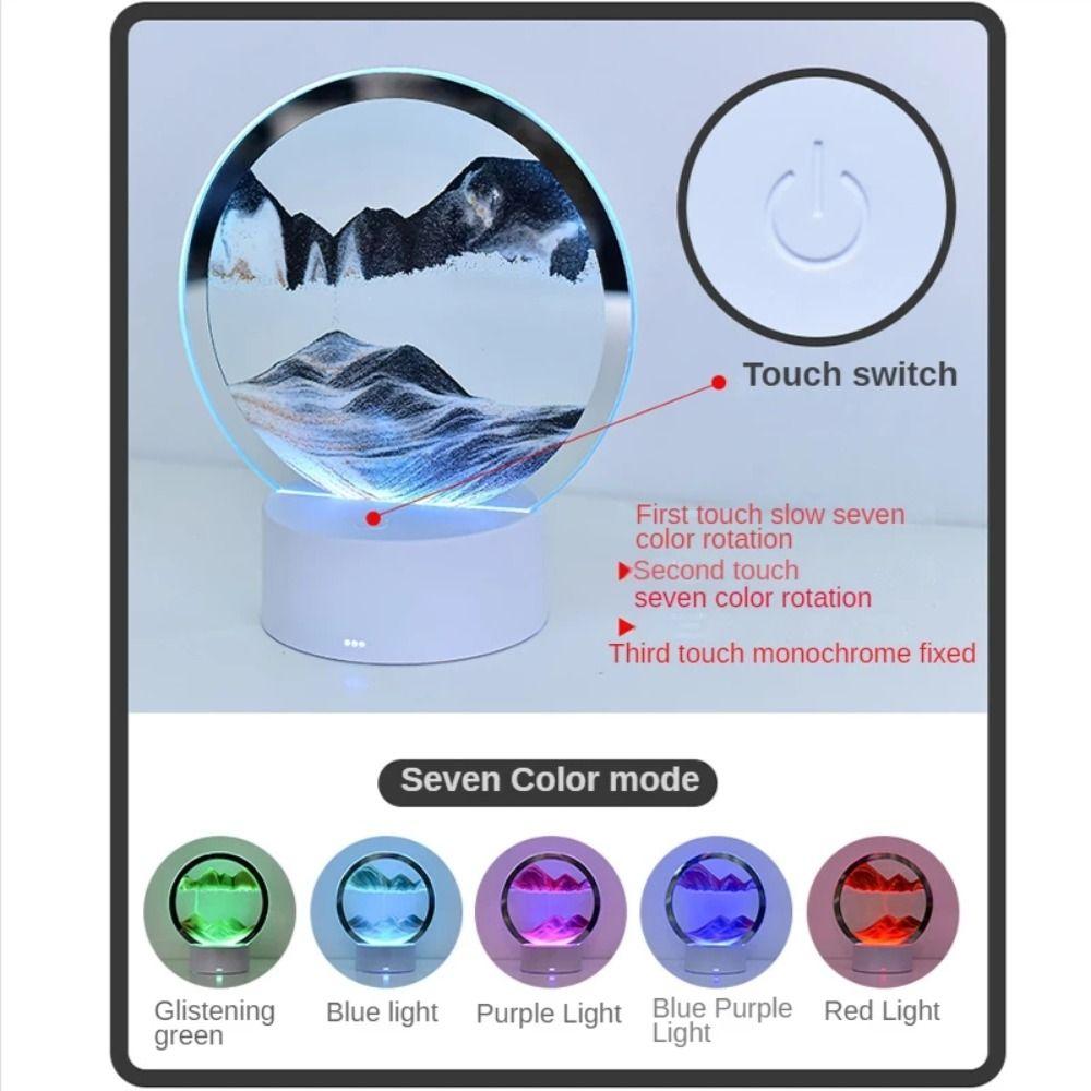 Colors 3D Sea Display Decoration Quicksand Painting Hourglass Light Desktop Ornament Sandscape Lamp
