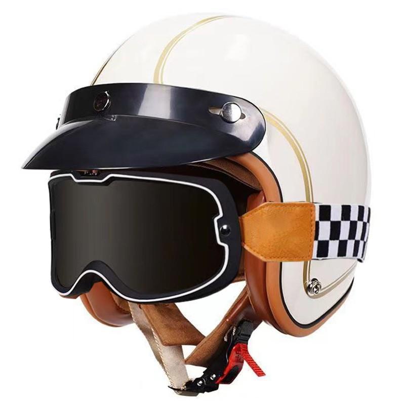 DOT Certified 3/4 Motorcycle Helmet Men Women Retro Style ABS Cruiser Scooter Half With Bluetooth Option
