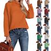 Fashionable Women's High-neck Knitted Sweater With Long Sleeves And Rolled Hem
