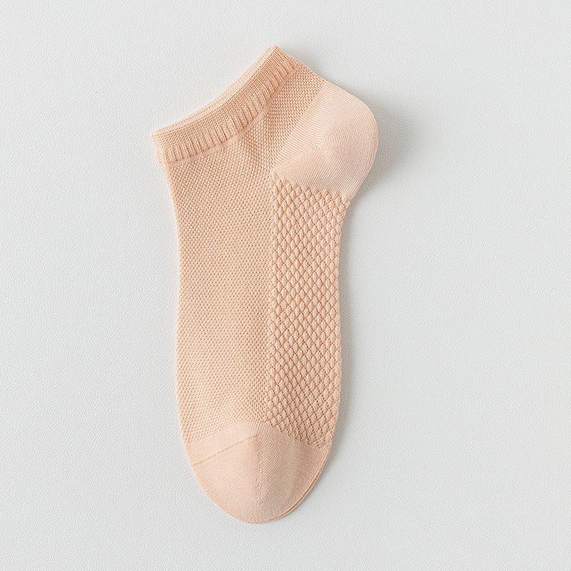Женские носки-сеточка с низким вырезом для массажа - Антибактериальные, устойчивые к запаху, тонкие весенне-летние носки до щиколотки, универсального однотонного цвета для спорта.