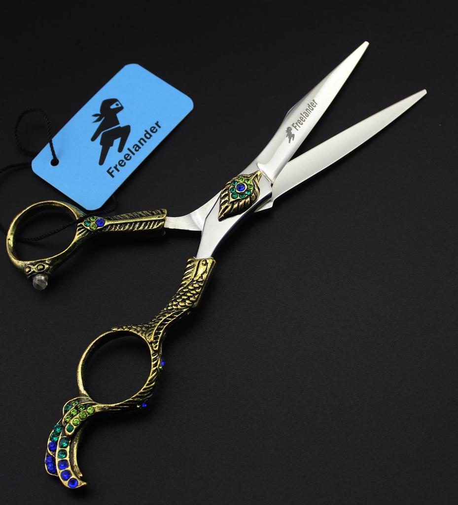 Sangelar 6" Top Grade JP440C Professional Hairdressing Scissors Gold Phenix Carve TB65 Hair Scissors Cutting Thinning