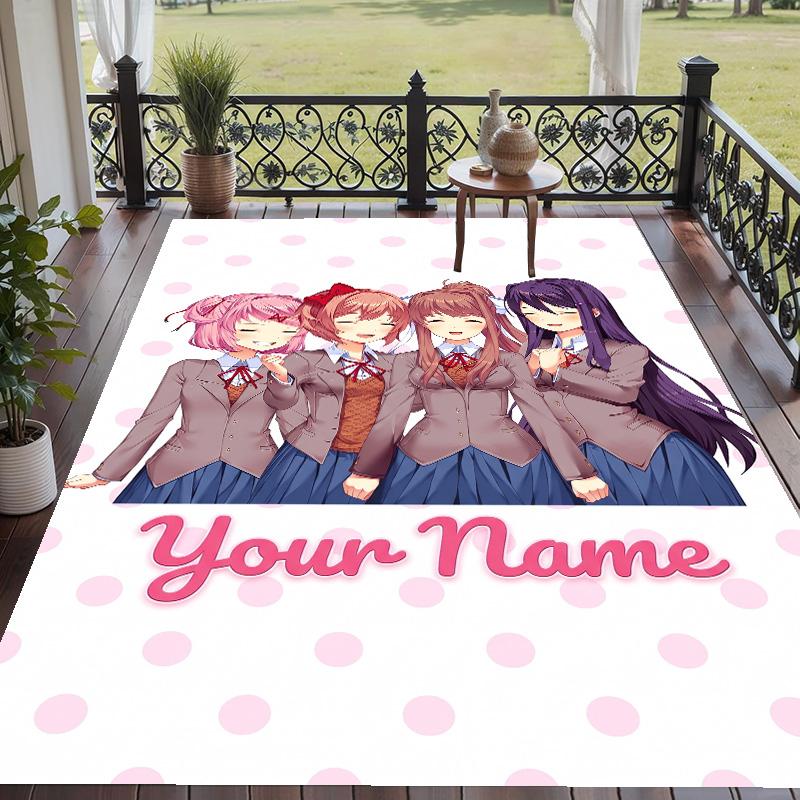 Custom Text Doki Doki Literature Club Pattern Floor Rug Soft Indoor Carpet Mat Living Room Bedroom