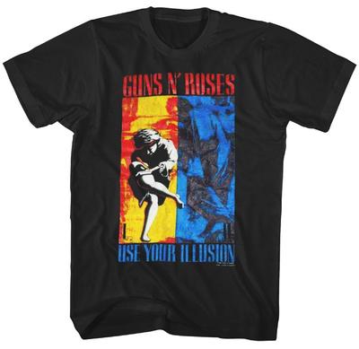 26 Guns N Roses 1991 Lose Your Illusion Комбо Футболка Мужская Лицензированная Рок Футболка Черная Унисекс Футболка