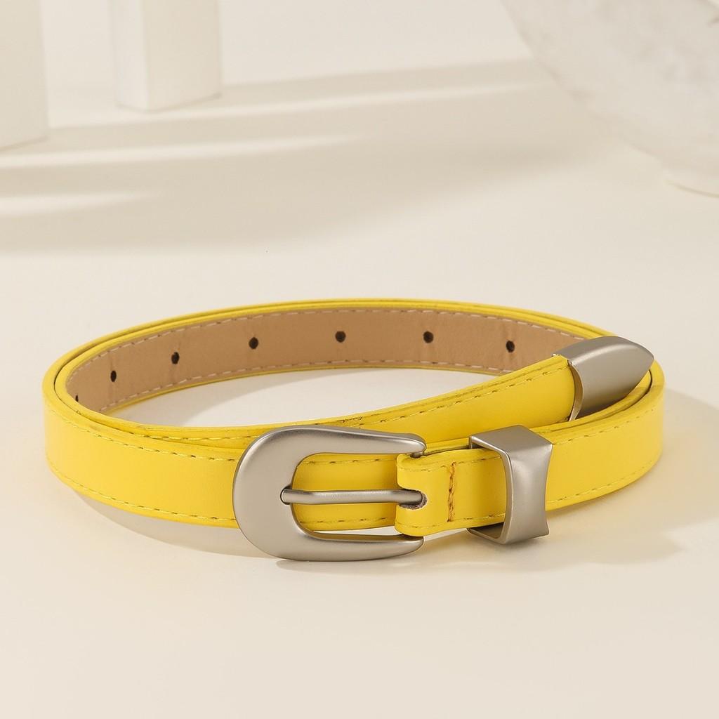 Simple Solid Color Metal Buckle Decoration Women Casual Belt For Daily Use