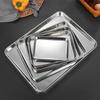 Stainless Steel Food Storage Trays Rectangle Steamed Sausage Fruit Pans Water Bread Kitchen Baking Shallow Dish Serving Plate