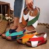 Women's Contrast Color Wedge Sandals Summer Peep Toe Non Slip Beach Shoes Woman Comfortable Platform Roman Sandalias Mujer