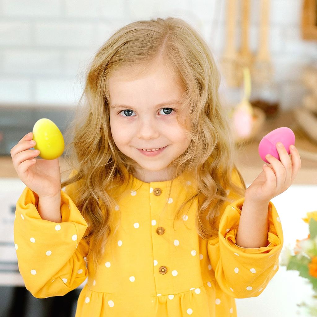 12Pcs Count Multicolor Fillable Plastic Easter Eggs, Plastic,Solid Color Easter Eggs Stuffer DIY Craft Decor Party Favors Kids Toy