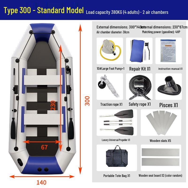 Прочная надувная резиновая лодка-каяк с жестким дном для рыбалки и спасения на воде