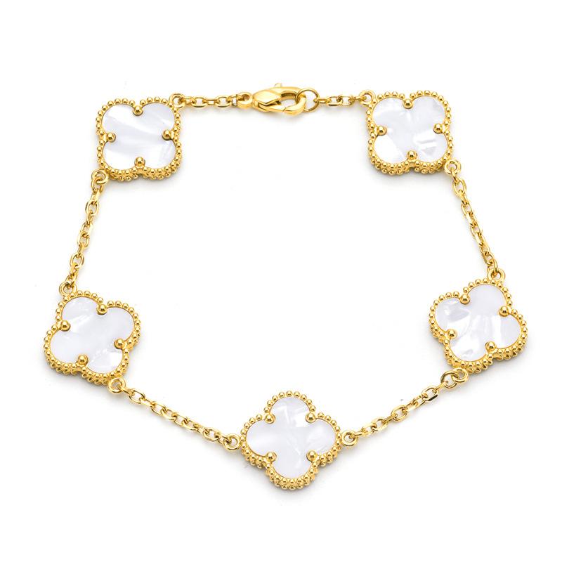 Браслет из титановой стали 15 мм, двухсторонний, с четырехлистным клевером, не выцветающий, модный браслет с цветком четырехлистного клевера