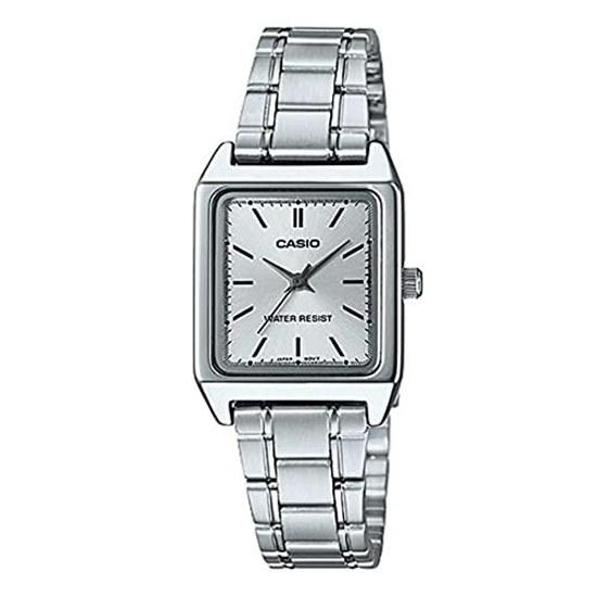 CASIO Стандартные Дешевые Наручные Часы Женские Аналоговые Нержавеющая Сталь Серебристые LTP-V007D-7E