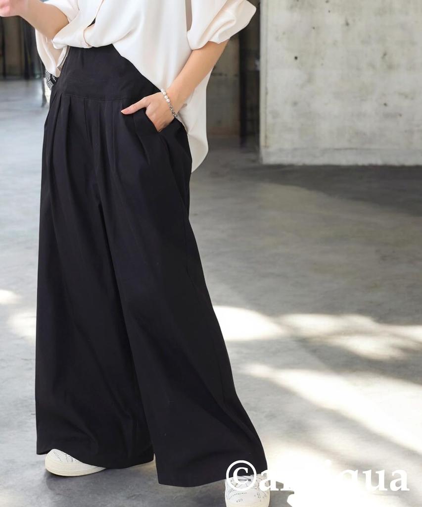 antiqua Tuck Wide One Size Black Women's Pants, PY-00797, 05,