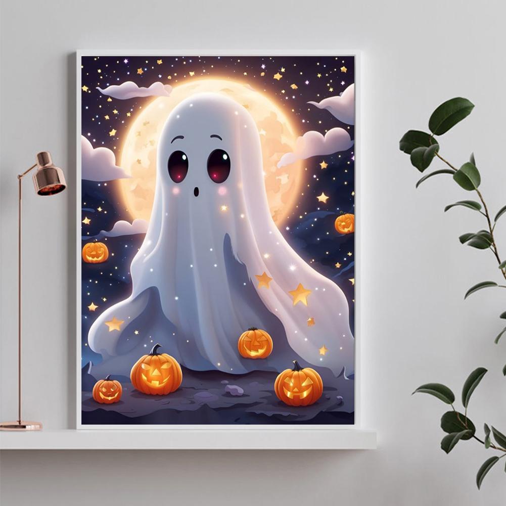 5D DIY Full Round Drill Diamond Painting Halloween Cute Ghost Kit Home Decor