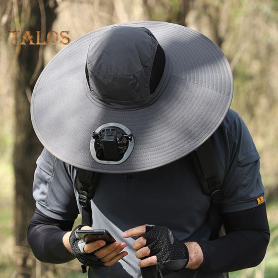 Вентилятор на солнечной батарее с трехскоростной регулировкой Мощный воздушный поток Низкий уровень шума Аккумуляторная рыбацкая шапка Охлаждающий вентилятор с зажимом Принадлежности для кемпинга