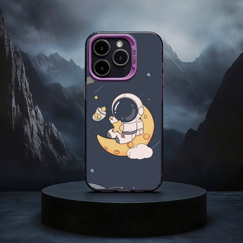 Мультяшный Астронавт Милый Чехол Для Телефона Для iPhone17,16,15,14,13,12,11 Plus,Pro Max Черный Конфетный серебристый чехол для телефона