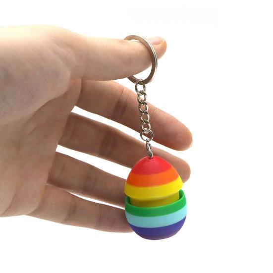 Пасхальный кролик, украшение в виде яйца, 3D-печать, красочная фигурка яйца, брелок, игрушка-кликер для пальцев в виде кролика, праздничное украшение, сувениры для вечеринки