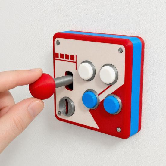 Retro Joystick Switch Cover Arcade Game Controller Light Cover, 1-Gang/2-Gang Wall Plate with XYAB Unique Buttons, Gaming Decor for Room Bedroom, Gift
