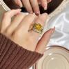 Элегантное геометрическое кольцо с перьями и роскошными желтыми бриллиантами для женщин