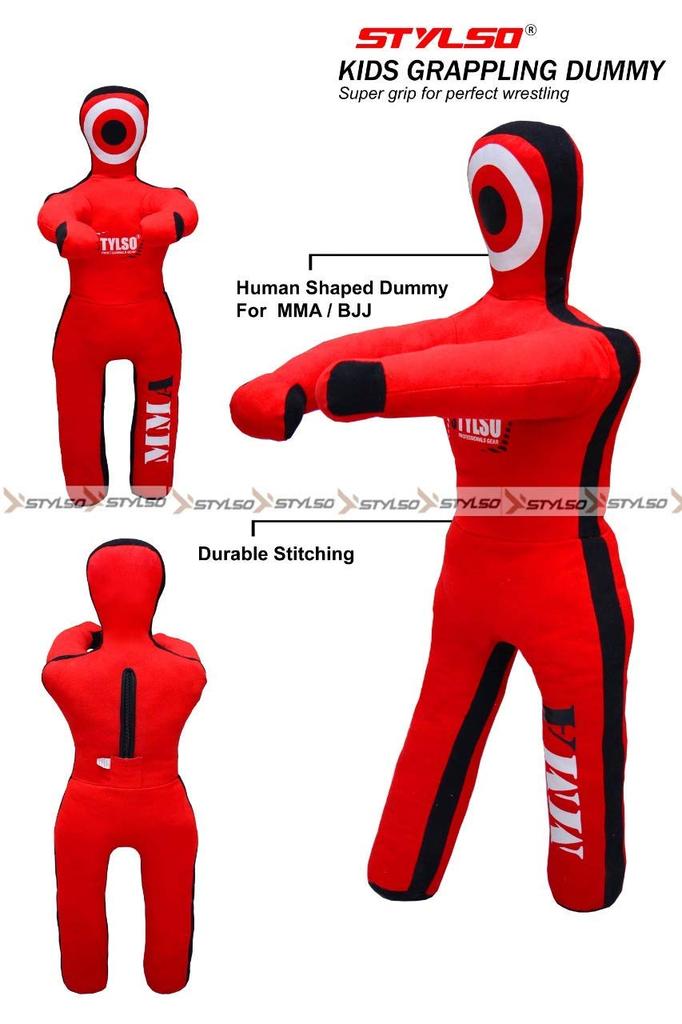 Unstuffed Wrestling Dummy for Kids - Ultimate Training Companion for Jiu Jitsu BJJ MMA Judo (Red 4ft / 48in)