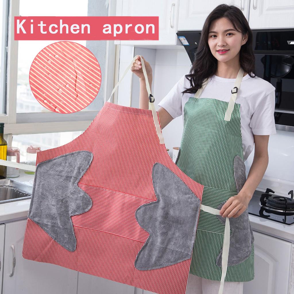 Полосатый фартук для дома, кухни, готовки, с карманом для вытирания рук