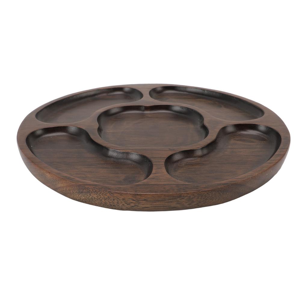 Деревянный поднос Разделенный сервировочный поднос для закусок, снеков, овощного ассорти, декоративное секционное блюдо для вечеринки, шведского стола B