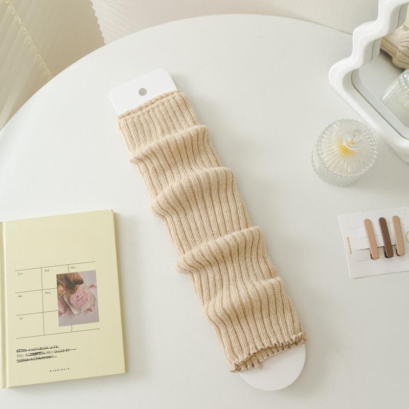 5 Pairs of Women's Spring and Autumn Thick Thread Solid Color Medium Long Tube Pile Socks and Sock Covers