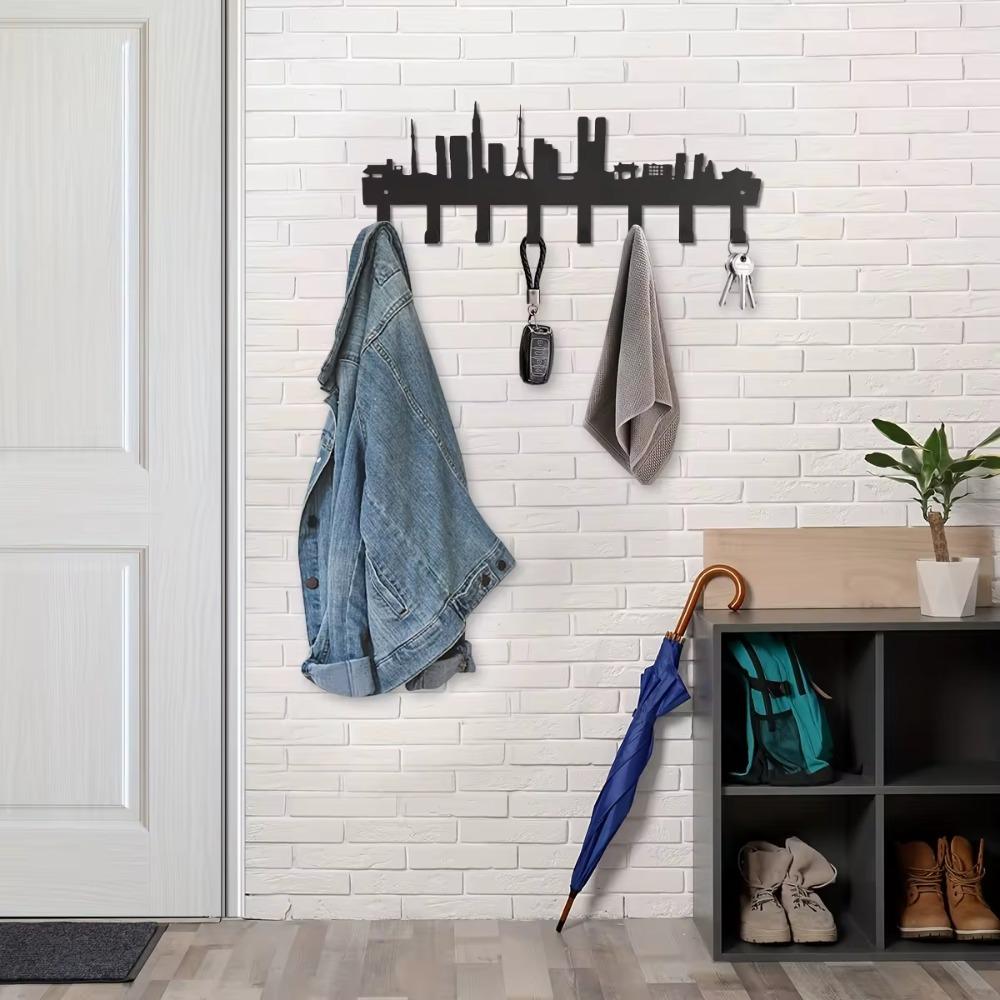 Крючки для ключей City Silhouette - многоцелевые для сумок с одеждой в домашнем хозяйстве, декоративный держатель для стены гостиной