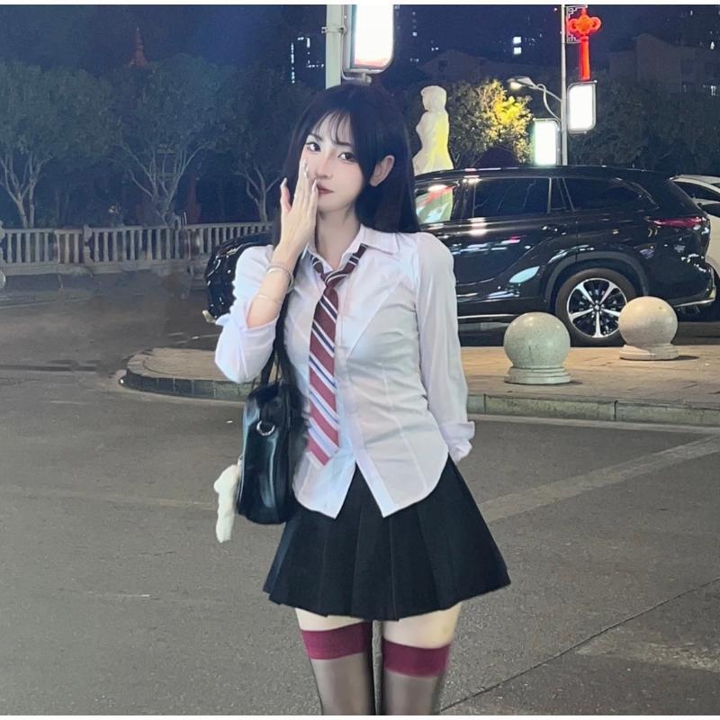 Chic Waist-Hugging JK Style Long Sleeve White Shirt - Versatile Slimming Winter Fashion for Women