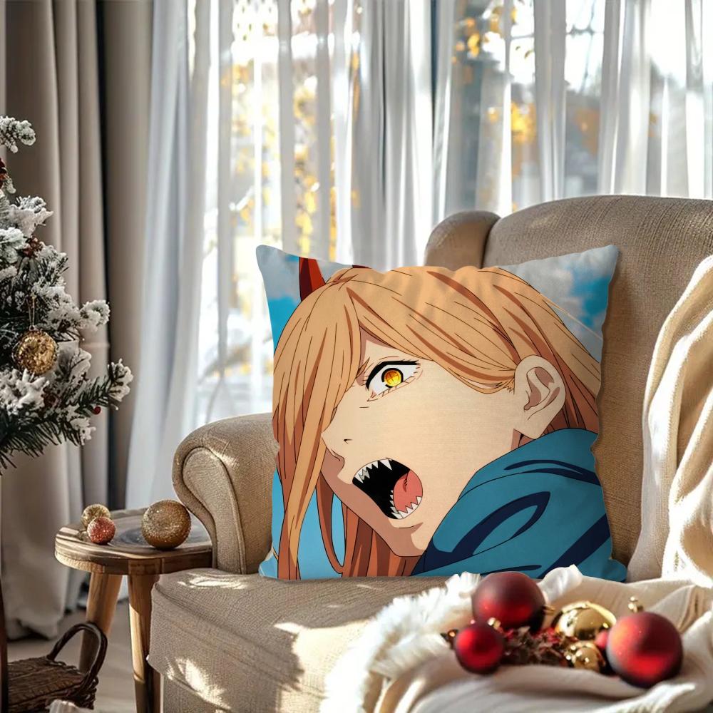 Подушка Человек-бензопила Power Animation Квадратная подушка Спальня Диван Досуг Комфорт Подушка Авто Гостиная Домашнее украшение 40X40